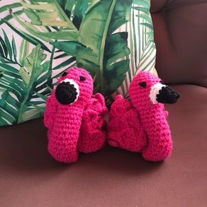 Flamingo baby booties